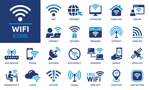 different icons about wireless technology, wifi symbol, phone symbol, free wifi symbol, etc. 24 difference icons total